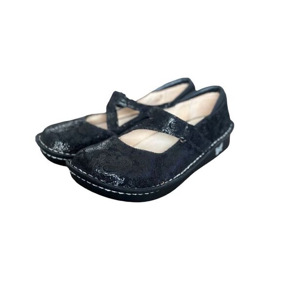 Alegria Dayna Black Paisley Mary Jane Shoes Size 37 WIDE. US Size 7 - 7 1/2 WIDE - Picture 2 of 11